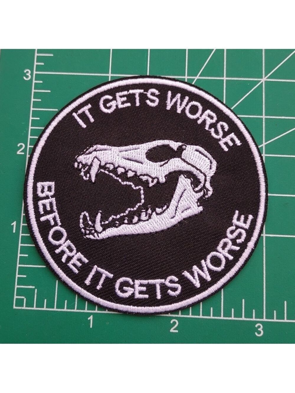 Worse Black and White Embroidered Patch